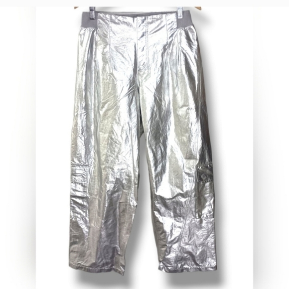 NWOT Free People Mesmerize Me Shine Pants in Silver $128  Small - Picture 8 of 13